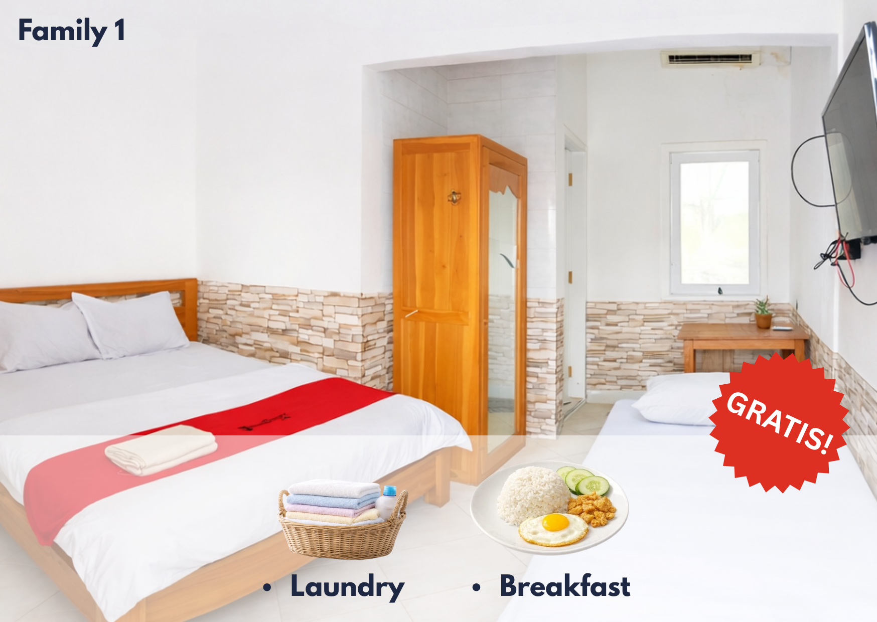 Cozzy Residence Bali Family 1 + GRATIS SARAPAN  SETIAP HARI+ LAUNDRY