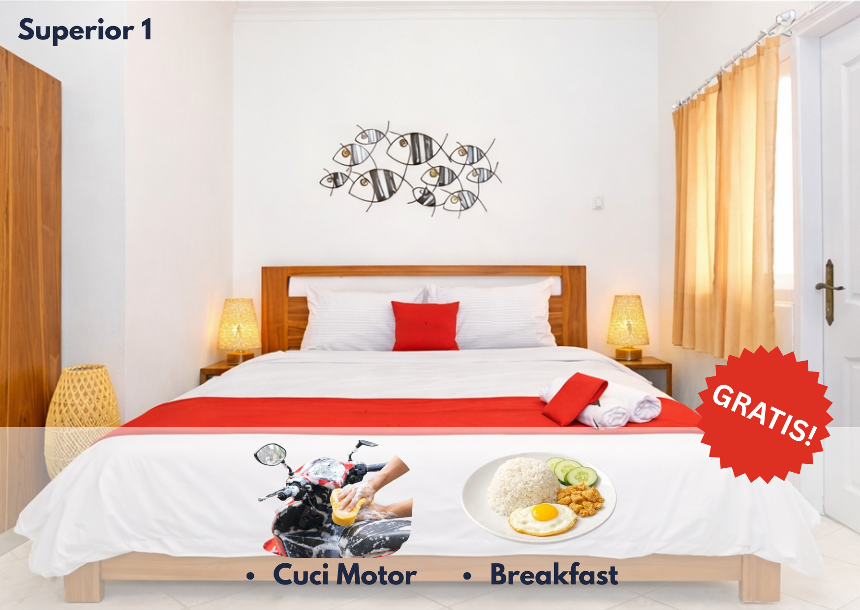 Cozzy Residence Bali Superior 1 + GRATIS SARAPAN HARIAN + CUCI MOTOR TIAP MINGGU