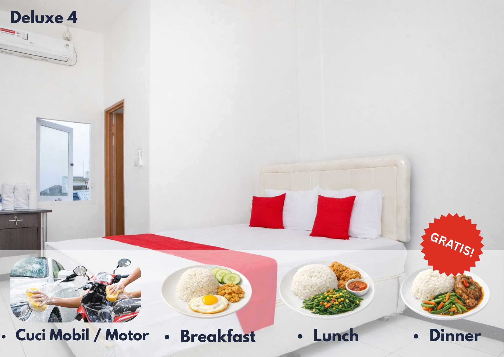 Cozzy Residence Bandung Deluxe 4 + GRATIS SARAPAN + MAKAN SIANG + MALAM SETIAP HARI + CUCI MOTOR/MOBIL SETIAP MINGGU