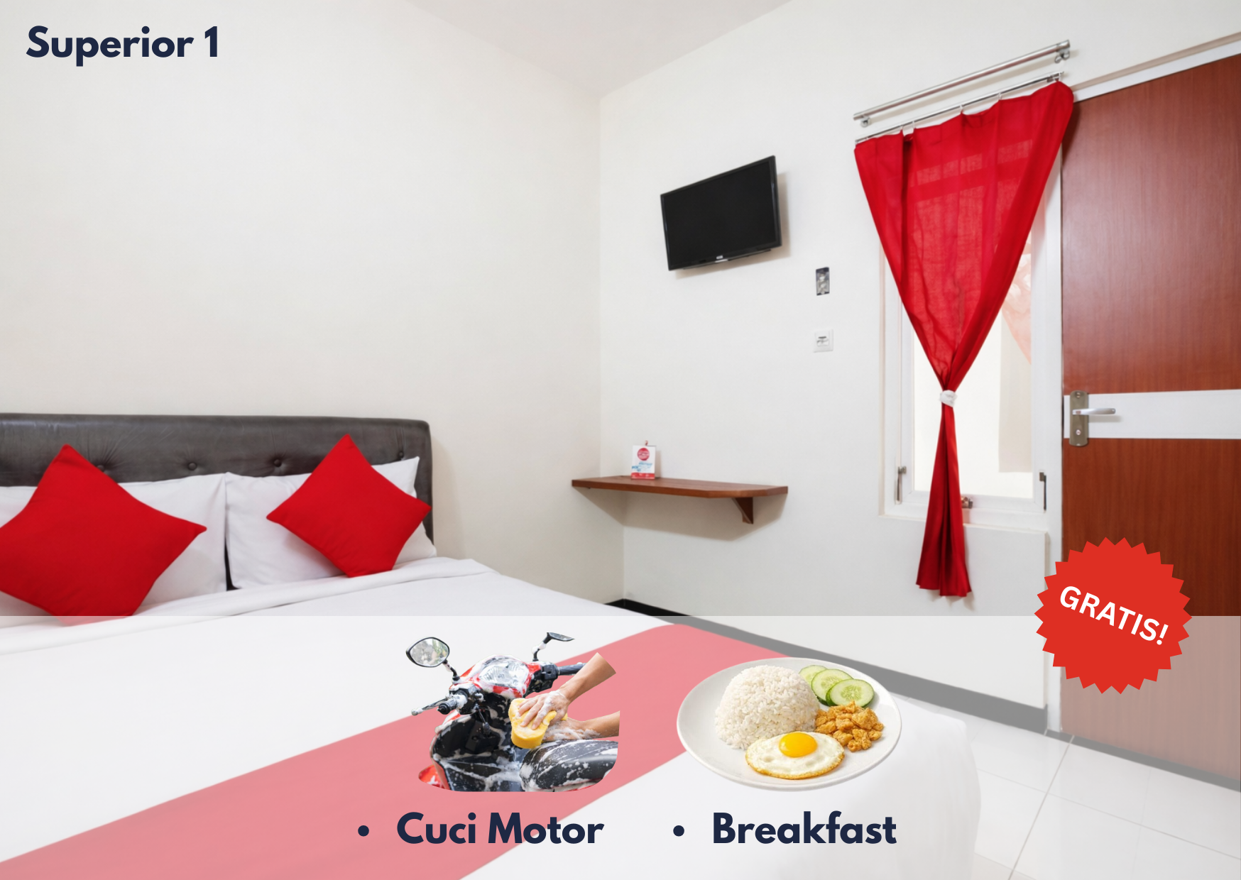 Cozzy Residence Malang Superior 1 + GRATIS SARAPAN HARIAN + CUCI MOTOR SETIAP MINGGU