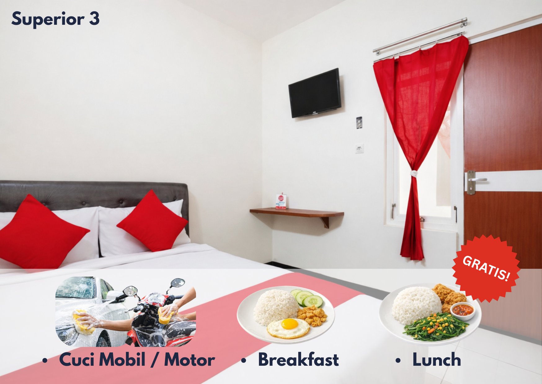 Cozzy Residence Malang Superior 3 + GRATIS SARAPAN + MAKAN SIANG SETIAP HARI+ CUCI MOTOR SETIAP MINGGU